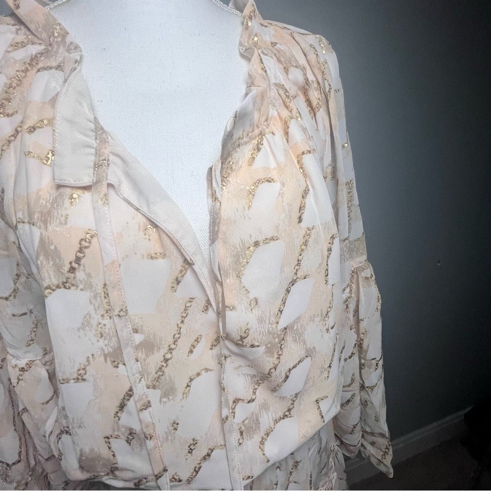 Buddy Love Cream and Gold Mini Dress Country Western style in Rodeo stretchy MD. - Picture 8 of 16